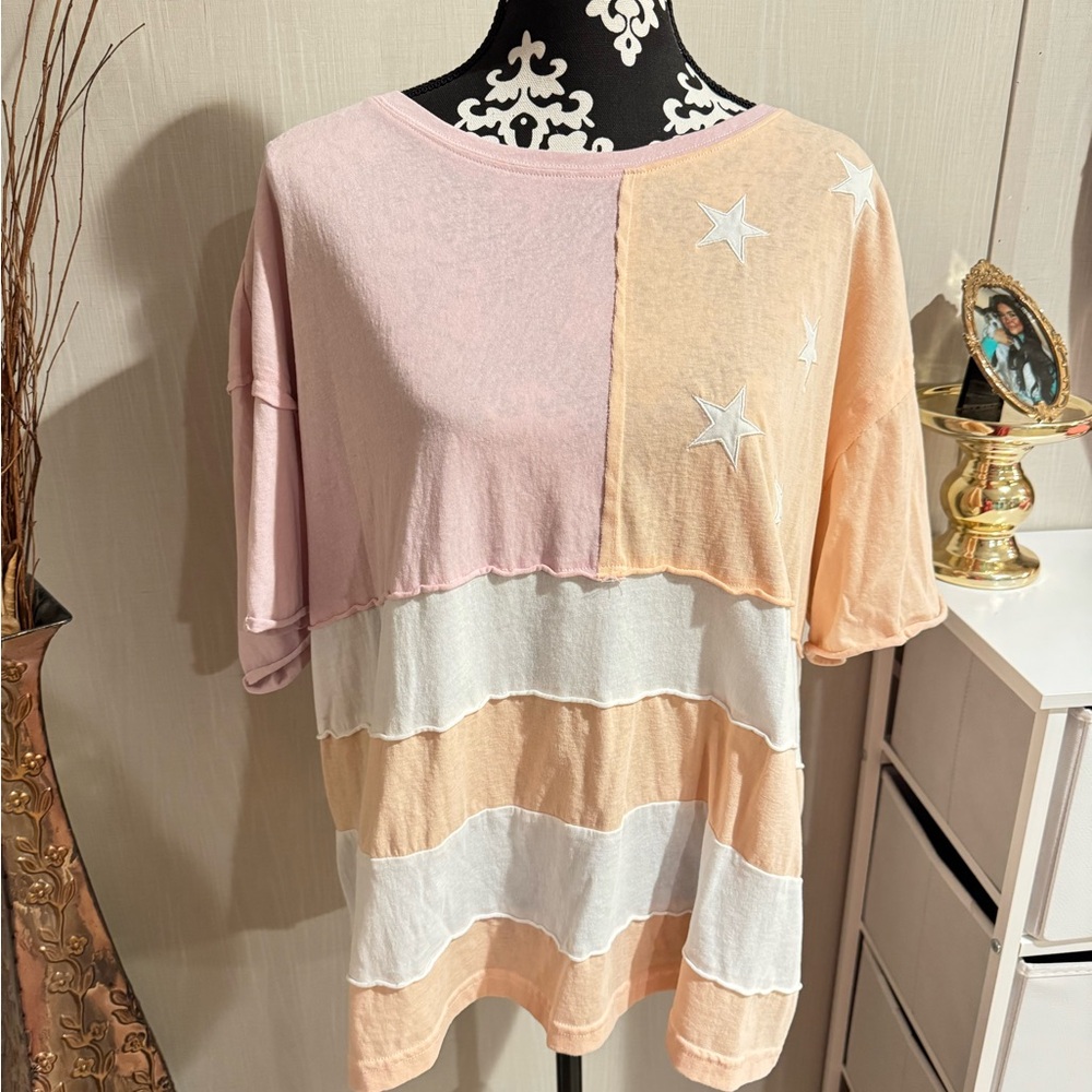 Colorblock Star Embellished Women's Top